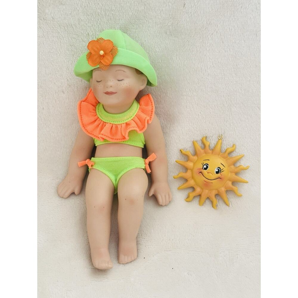 Aston Drake Galleries 1995 Porcelain 6” August Baby Doll Summer Collectible Sun